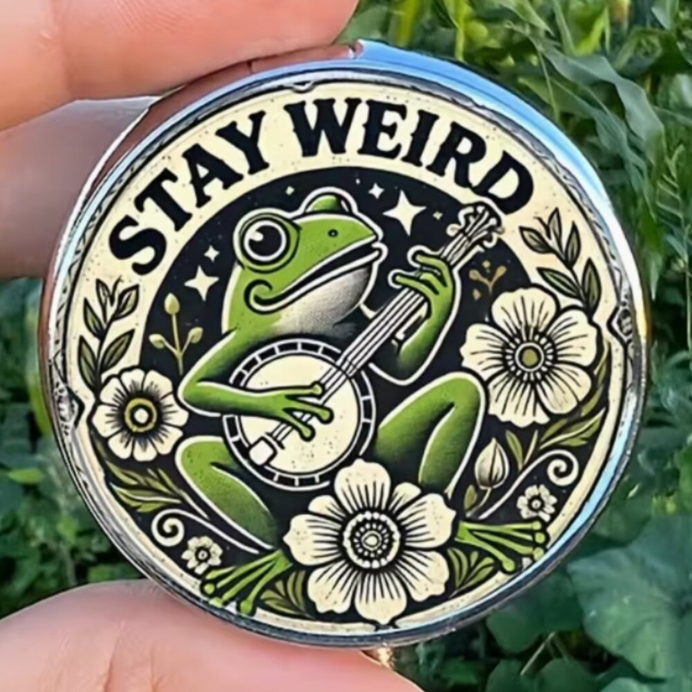 🦋 Stay Weird Pill Case, Frog Playing Banjo